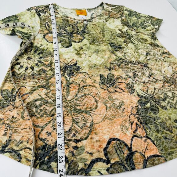 Ruby Rd Blouse Petite Large PL Floral Ruby Rd Sage Green Floral Blouse Studded - Picture 10 of 12